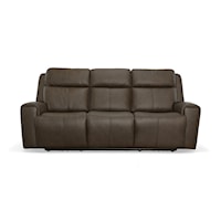 Transitional Power Reclining Sofa with Power Headrest and Lumber