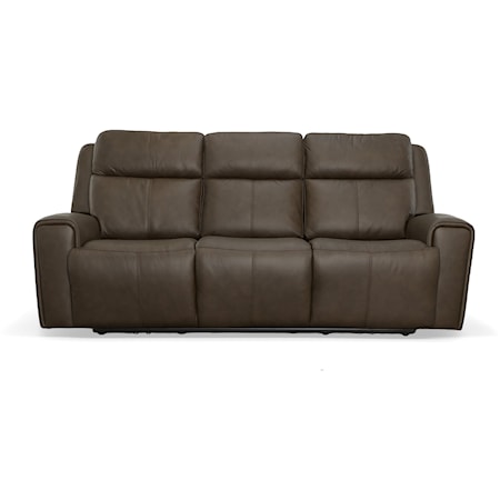 Transitional Power Reclining Sofa with Power Headrest and Lumber