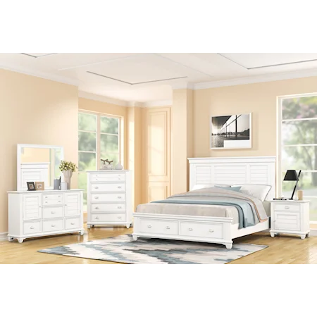 Transitional 5-Piece Queen Bedroom Set with Footboard Storage