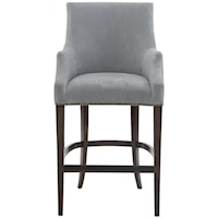 Upholstered Bar Stool With Nail Head Trim