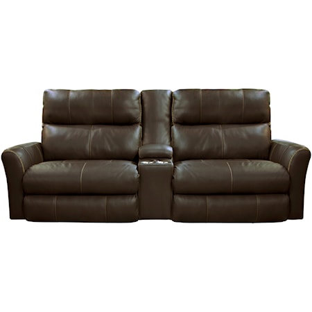 Casual Voice-Controlled Power Lay Flat Console Sofa with Headrest and Lumbar Support