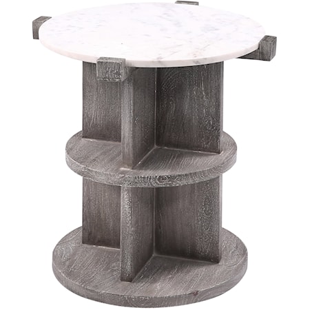 Rustic Chairside Table with Shelves