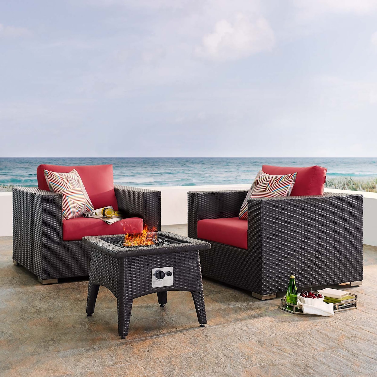 Modway Convene Outdoor 3 Piece with Fire Pit