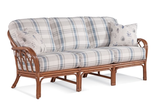 Coastal Rattan Sofa with English Arms