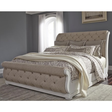 Upholstered King Sleigh Bed