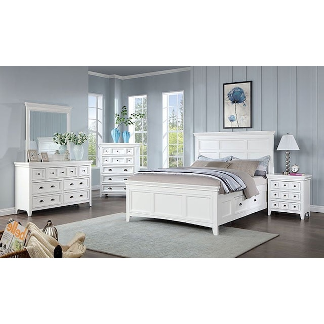 Furniture of America CASTILE 5-Drawer White Bedroom Chest