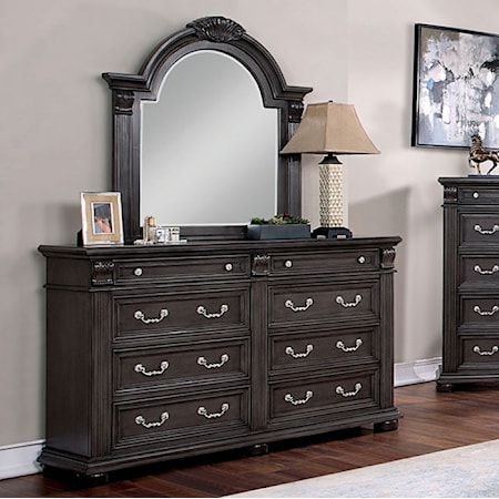 Traditional 8 Drawer Dresser with Felt-Lined Top Drawer