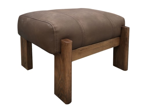 Modern Rustic Ottoman with Wooden Legs