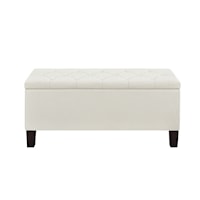 Transitional Storage Bench with Diamond Tufted Seat in Cream