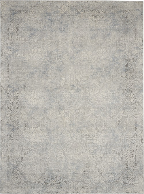 7'10" x 10'6" Ivory/Grey/Blue Rectangle Rug