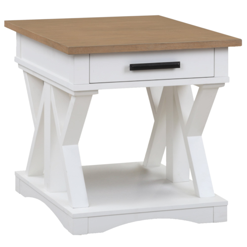 Farmhouse End Table with Bottom Shelf