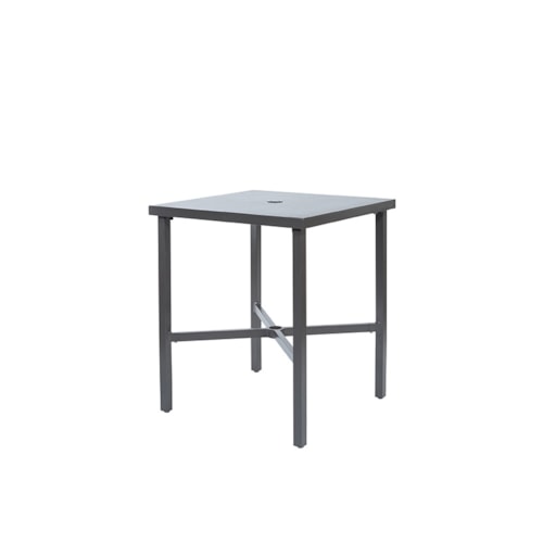 30" X 30" Counter Height Table With Aluminum Top And Umbrella Hole - Graphite