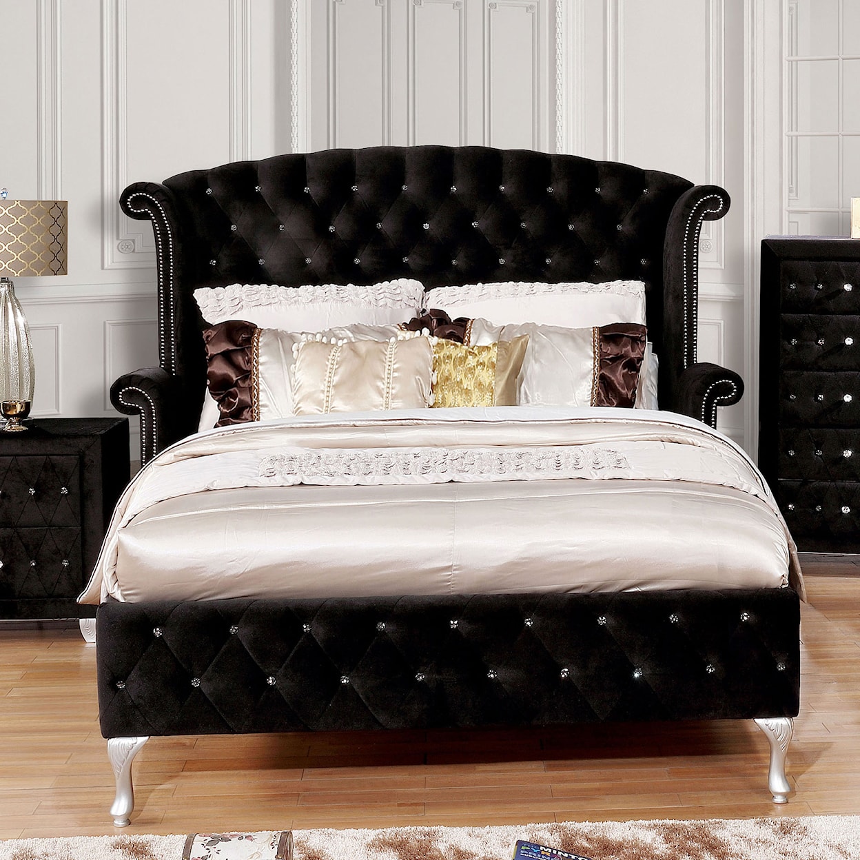 Furniture of America Alzire King Upholstered Panel Bed
