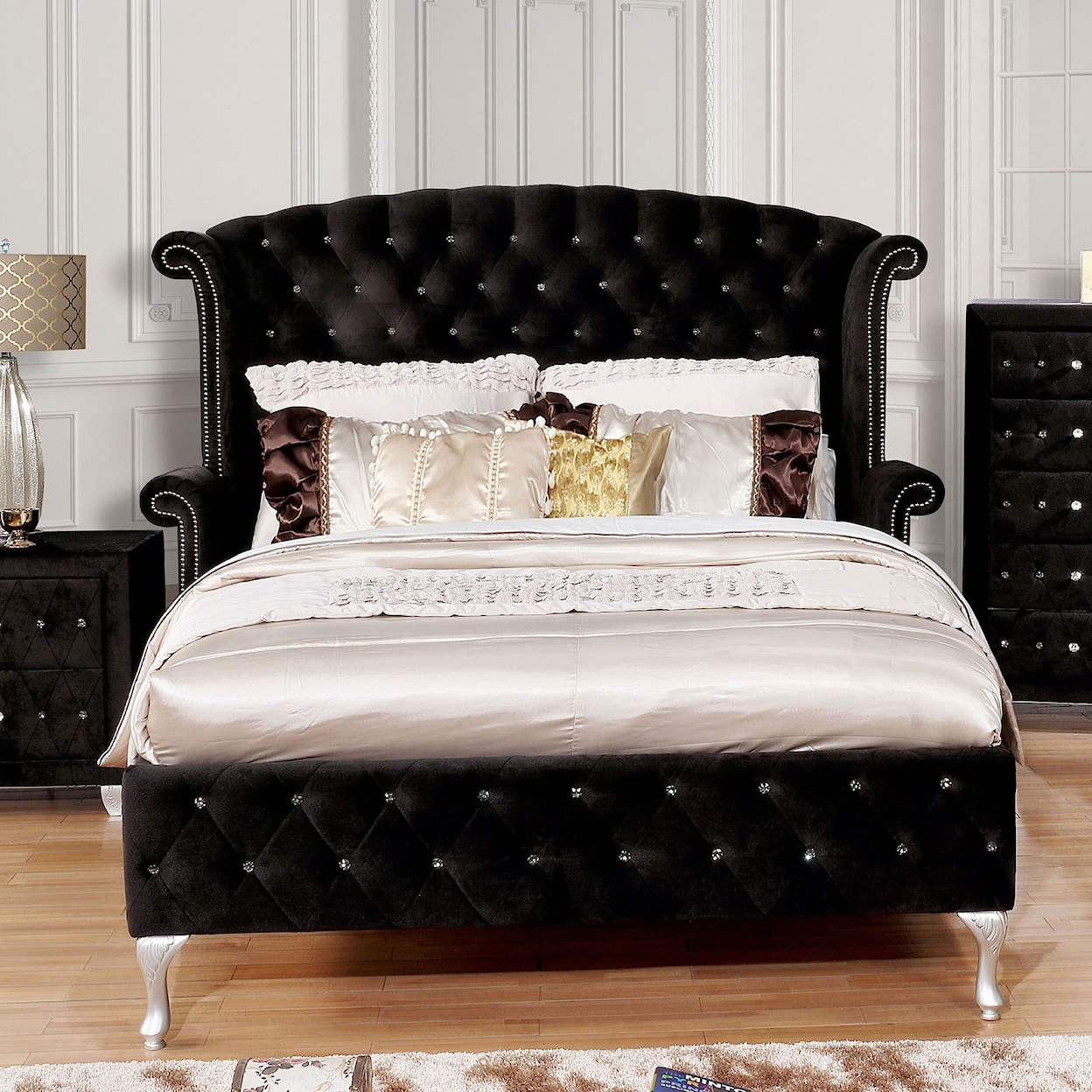 Furniture of America - FOA Alzire King Upholstered Panel Bed