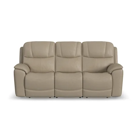 Casual Power Reclining Sofa with Power Headrests & Power Lumbar