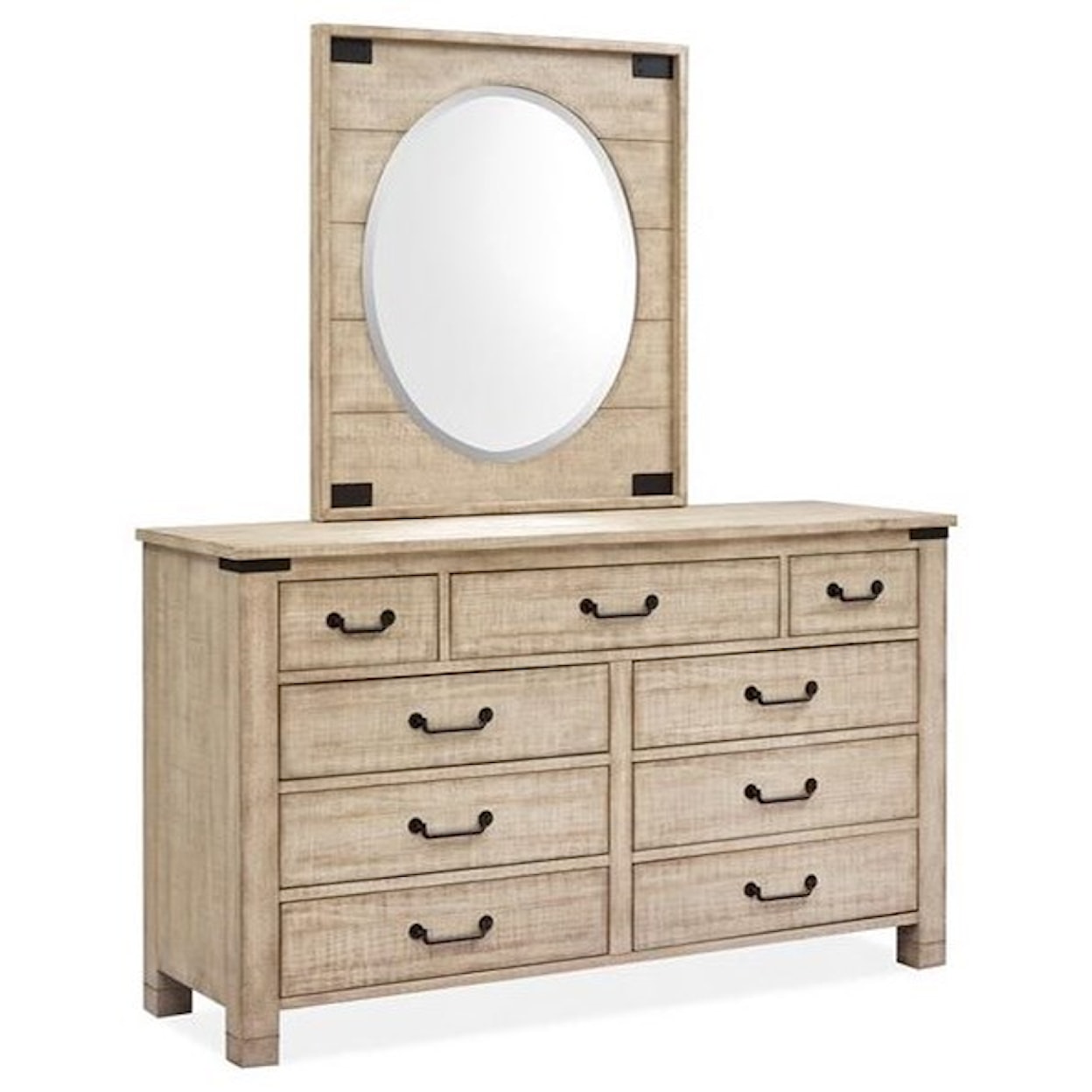 Magnussen Home Radcliffe Bedroom Dresser with Oval Portrait  Mirror