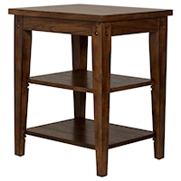 Casual Tiered Table with Open Shelves - Rustic Brown Oak