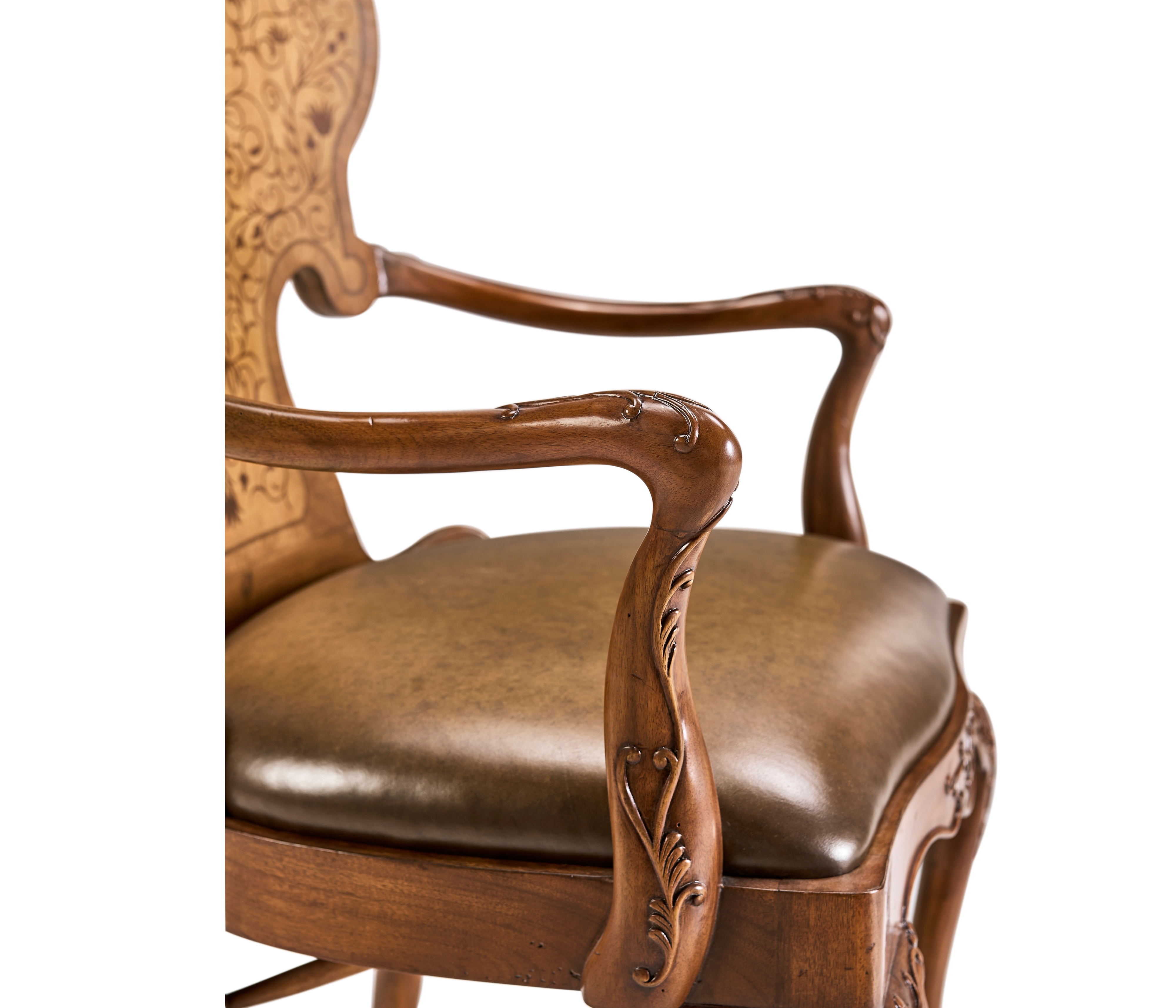 Jonathan Charles JC Traditional Seaweed Marquetry Arm Chair