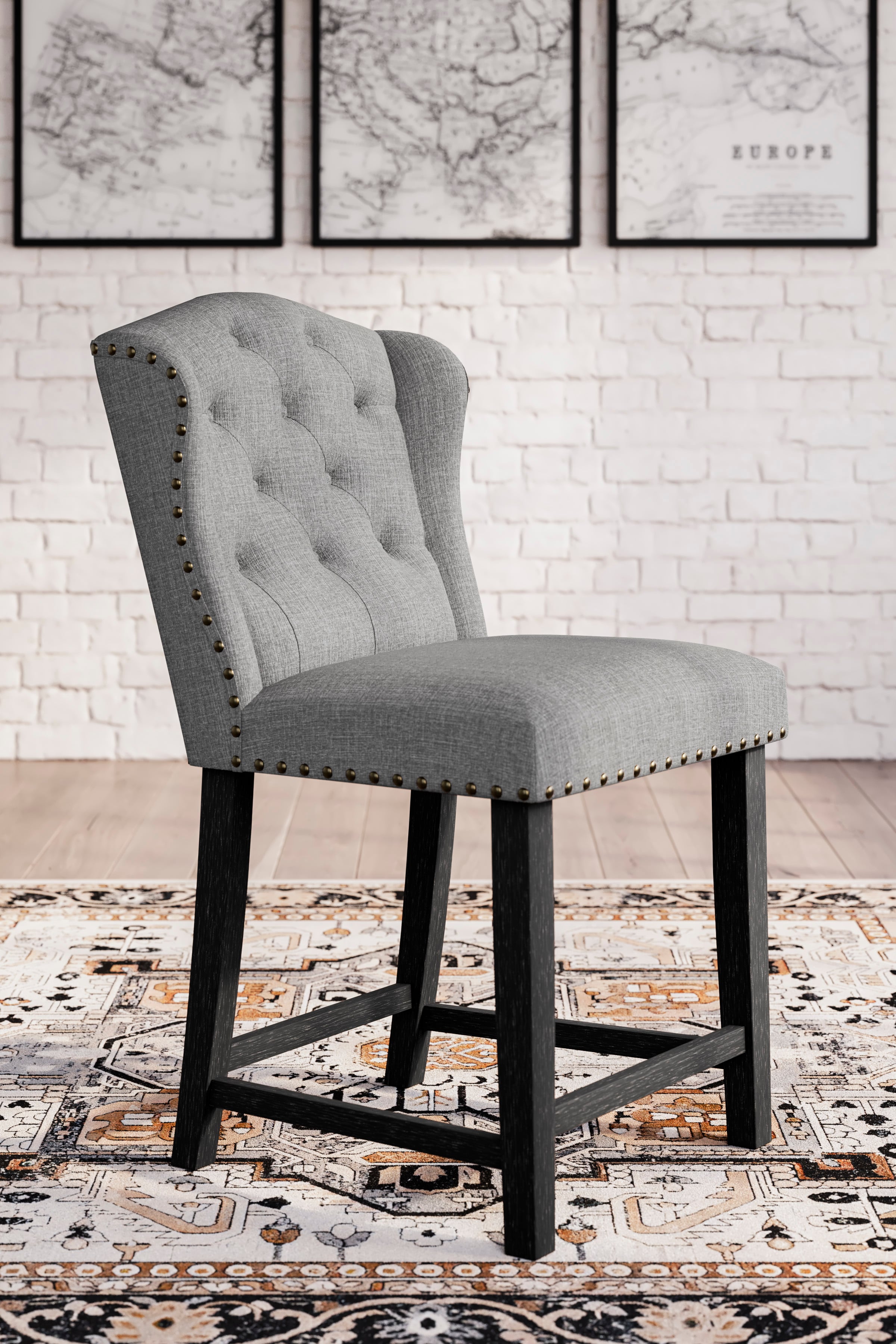 Signature Design by Ashley D702224 Counter Height Bar Stool with Tufted Wingback