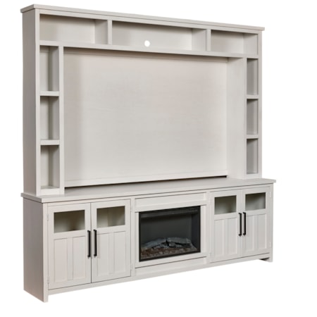 98" Fireplace Console and Hutch