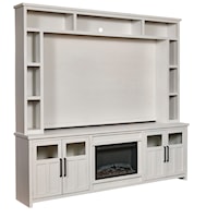 Farmhouse 98" Fireplace Console and Hutch