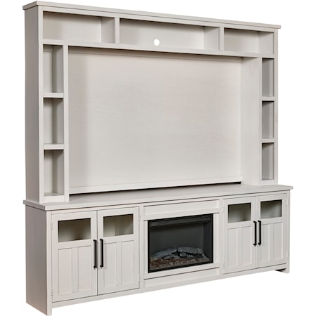 98" Fireplace Console and Hutch
