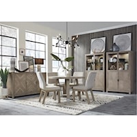 Rustic 5-Piece Dining Set with Upholstered Chairs