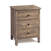 American Made Solid Wood 3-Drawer Nightstand - Wide