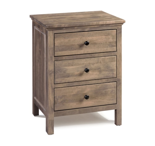 American Made Solid Wood 3-Drawer Nightstand - Wide