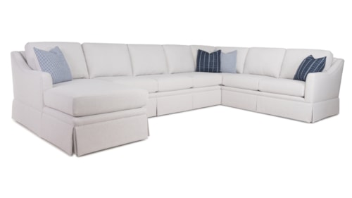 Transitional 3-Piece Sectional Sofa with Skirt Base