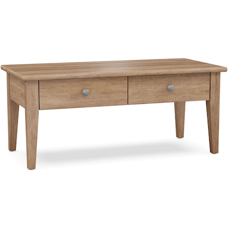 Transitional 42" 2-Drawer Cocktail Table with Soft-Close Drawers