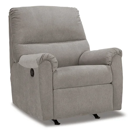 Contemporary Manual Recliner with Rocking Base