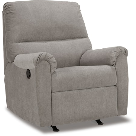 Contemporary Manual Recliner with Rocking Base