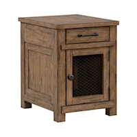 Rustic 1-Drawer Chairside Table with Mesh Panel Door