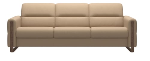 Contemporary 3-Seater Sofa with Wood Arms