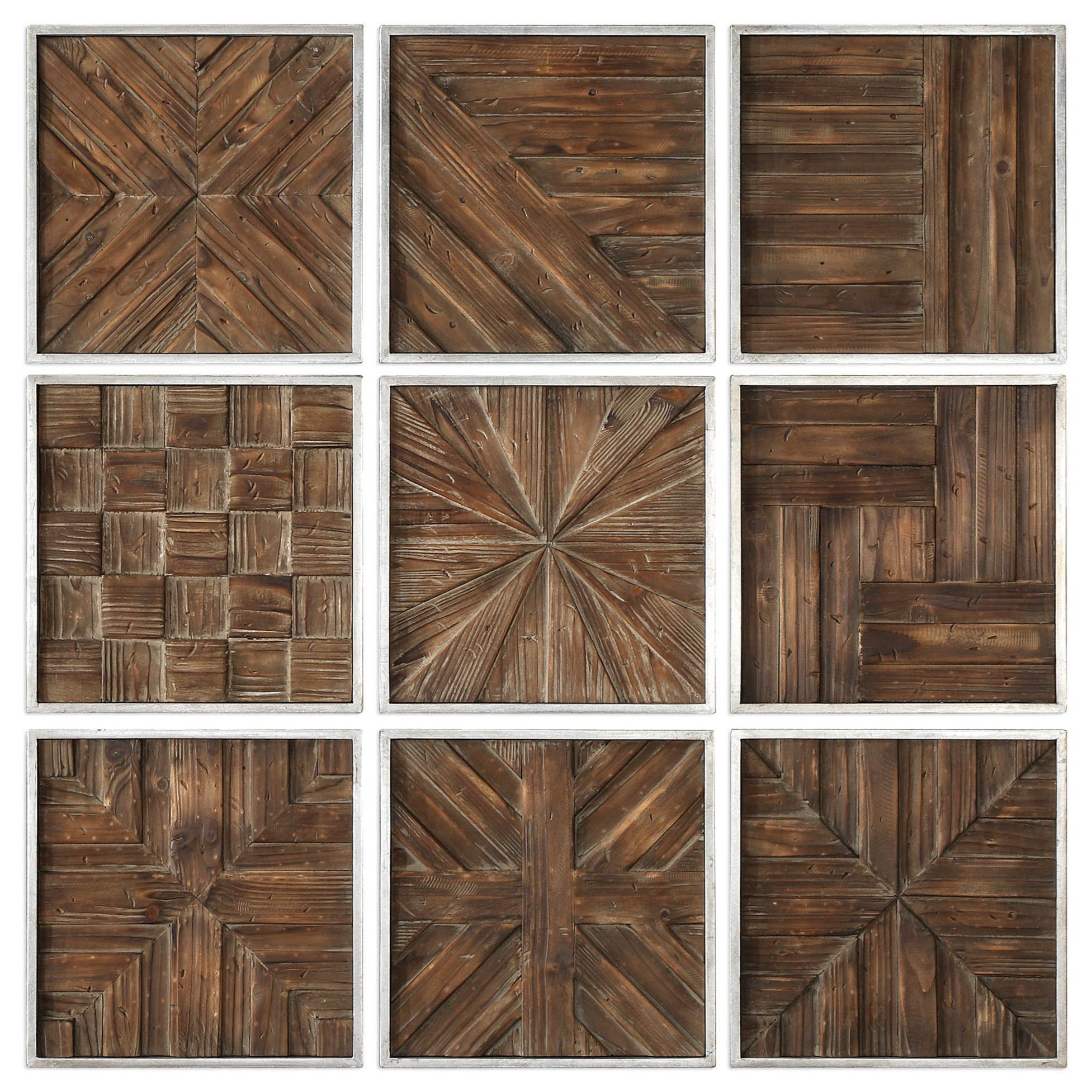 Uttermost Art Bryndle Rustic Wooden Squares Set of 9