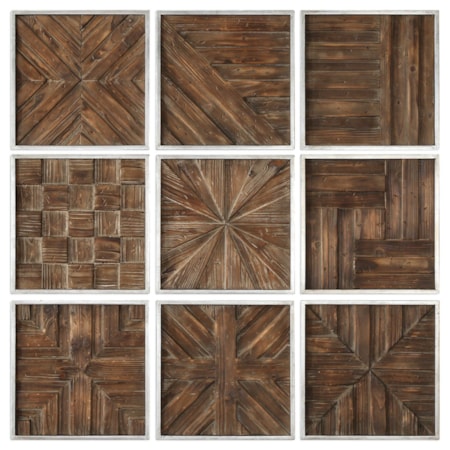 Bryndle Rustic Wooden Squares Set of 9