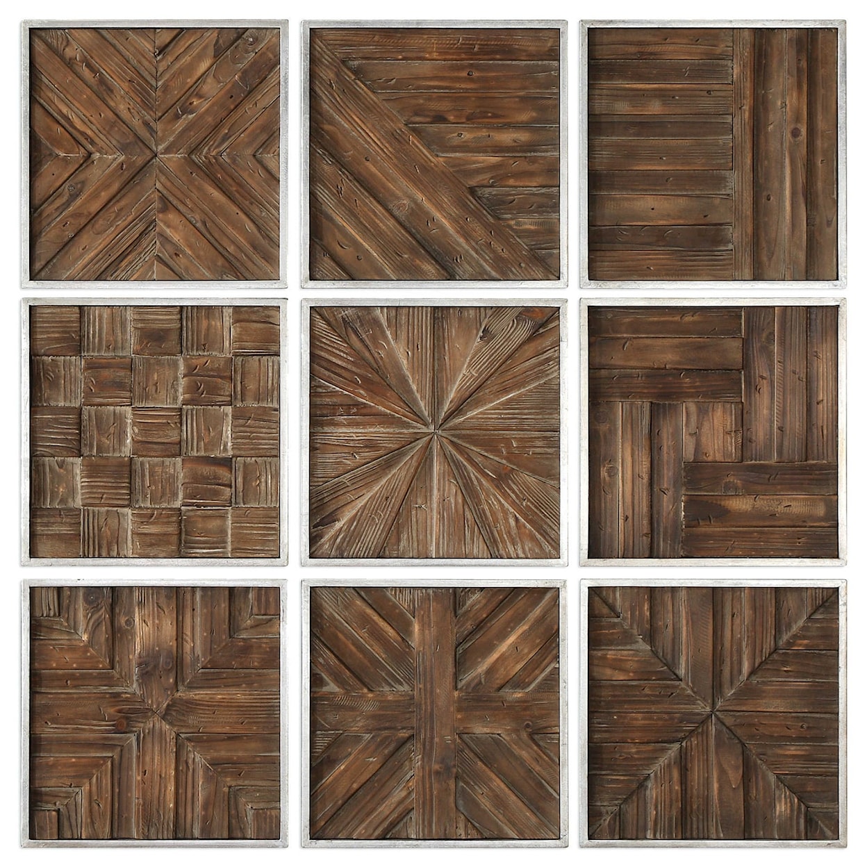 Uttermost Art Bryndle Rustic Wooden Squares Set of 9