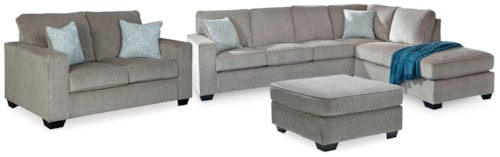 2-Piece Sleeper Sectional, Loveseat And Ottoman