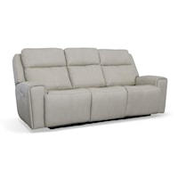 Transitional Power Reclining Sofa with Power Headrest and Lumber