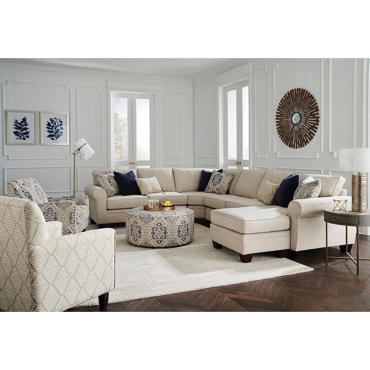Fusion Furniture 1170 PLUMLEY BISQUE Sectional with Right Chaise