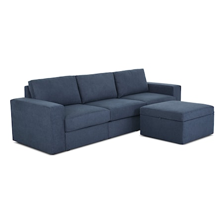 Wide-Arm Sofa with Storage Ottoman