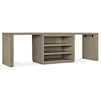 Casual 96" Storage Desk with Center Open Shelf Cabinet