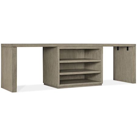 Casual 96" Storage Desk with Center Open Shelf Cabinet