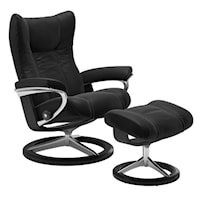 Small Reclining Chair and Ottoman with Signature Base