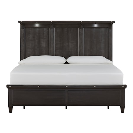 Queen Lighted Panel Bed