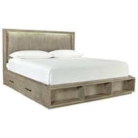 Contemporary California King Platform Bed with 3-Way Touch Lighting