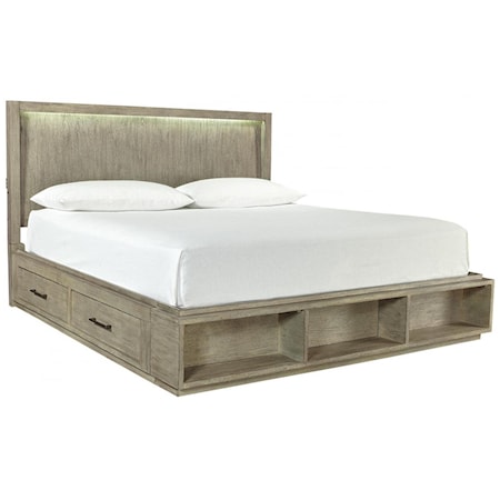 Contemporary California King Platform Bed with 3-Way Touch Lighting
