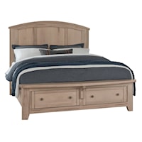 Transitional Queen Arched Bed with Footboard Storage