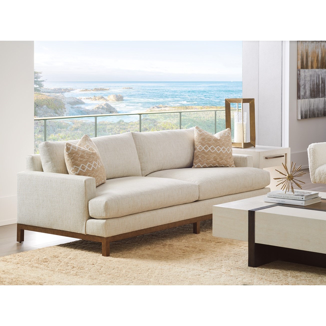 Barclay Butera Barclay Butera Upholstery Horizon Sofa w/ Calais Brass Metal Base
